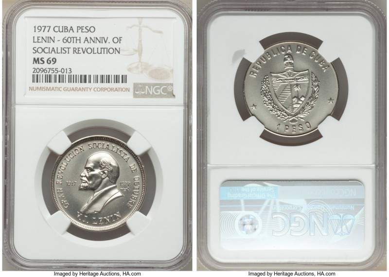 Republic 13-Piece Lot of Certified Pesos NGC, includes dates 1977 and a complete...