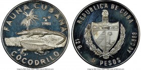 Republic 3-Piece Lot of Certified Proof 5 Pesos Ultra Cameo NGC, 1) "Fauna - Cocodrilo" 5 Pesos 1981 - PR63 2) "Ernest Hemingway - Bust" 5 Pesos 1982 ...