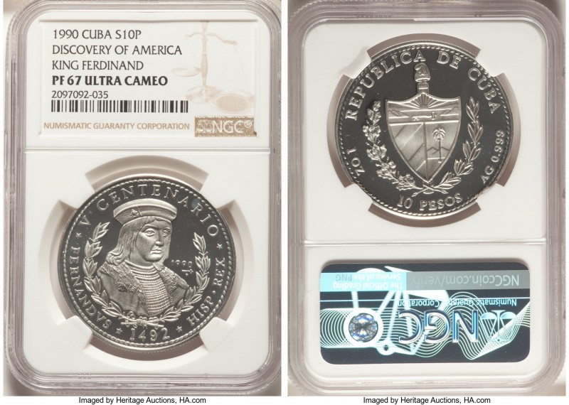 Republic 4-Piece Lot of Certified Proof 10 Pesos Ultra Cameo NGC, 1) "King Ferdi...