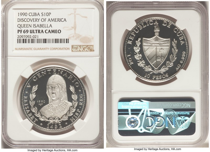 Republic 4-Piece Lot of Certified Proof 10 Pesos Ultra Cameo NGC, 1) "Discovery ...