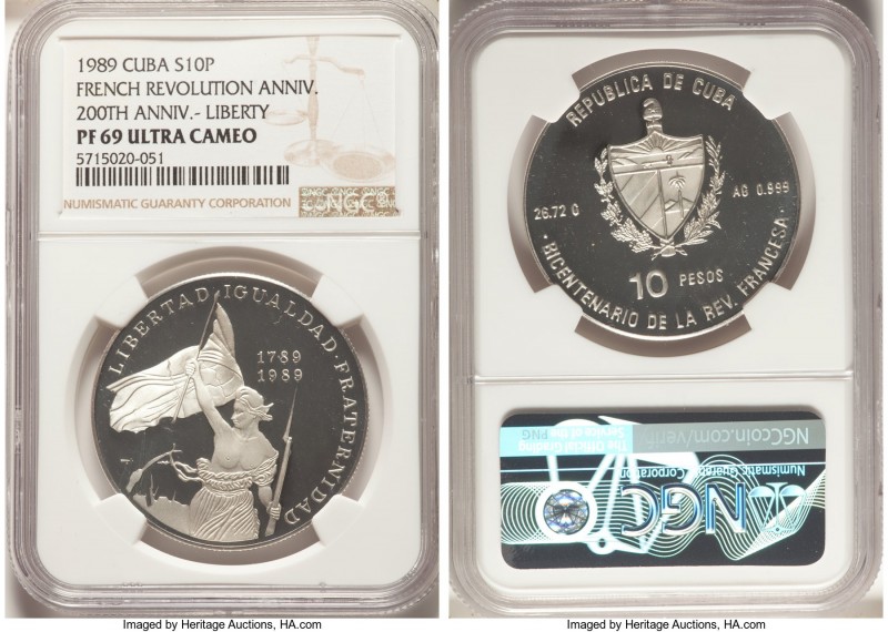 Republic 4-Piece Lot of Certified Proof 10 Pesos NGC, 1) "200th Anniversary of L...