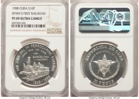 Republic 4-Piece Lot of Certified Proof 10 Pesos NGC, 1) "Spain's First Railroad" 10 Pesos 1988 - PR69 Ultra Cameo 2) "March to Victory - 30th Anniver...