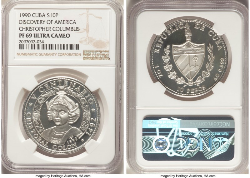 Republic 4-Piece Lot of Certified Proof 10 Pesos Ultra Cameo NGC, 1) "Discovery ...