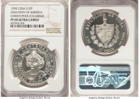 Republic 4-Piece Lot of Certified Proof 10 Pesos Ultra Cameo NGC, 1) "Discovery of America - Christopher Columbus" 10 Pesos 1990 - PR69 2) "Postal His...