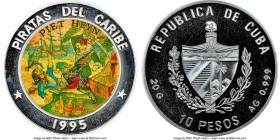 Republic 4-Piece Lot of Certified Proof Colorized "Pirates of the Caribbean" 10 Pesos 1995 Ultra Cameo NGC, 1) "Piet Heyn" 10 Pesos - PR68 2) "Blackbe...