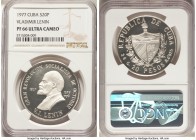 Republic Proof "Vladimir Lenin" 20 Pesos 1977 PR66 Ultra Cameo NGC, KM41. Mintage: 100. A scarce type struck on the 60th anniversary of the Russian Re...