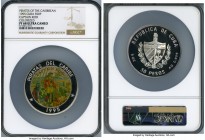 Republic Proof Colorized "Captain Kidd" 50 Pesos (5 oz) 1995 PR68 Ultra Cameo NGC, KM488. "Pirates of the Caribbean" series. One of 3,000 estimated. F...