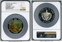 Republic Proof Colorized "Henry Morgan" 50 Pesos (5 oz) 1995 PR64 Ultra Cameo NGC, KM485. "Pirates of the Caribbean" series. One of 3,000 estimated. F...