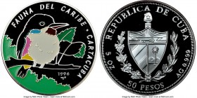 Republic Proof Colorized "Cuban Tody Bird" 50 Pesos (5 oz) 1996 PR69 Ultra Cameo NGC, KM559. Mintage: 950. "Caribbean Fauna" series. From the El Don D...