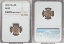 Republic 4-Piece Lot of Certified Assorted Minors NGC, 1) Centavo 1915 - MS63 2) Centavo 1916 - MS62 3) 2 Centavos 1915 - MS63 4) 5 Centavos 1920 - AU...