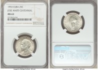 Republic 3-Piece Lot of Certified "Jose Marti Centennial" Issues 1953 NGC, 1) 25 Centavos - MS63 2) 50 Centavos - MS63 3) Peso - MS62+ Sold as is, no ...