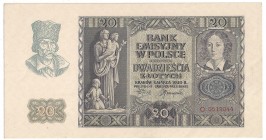 GG, 20 złotych 1940, Ser. O
 Drobne nieświeżości papieru. 

Grade: XF+/AU