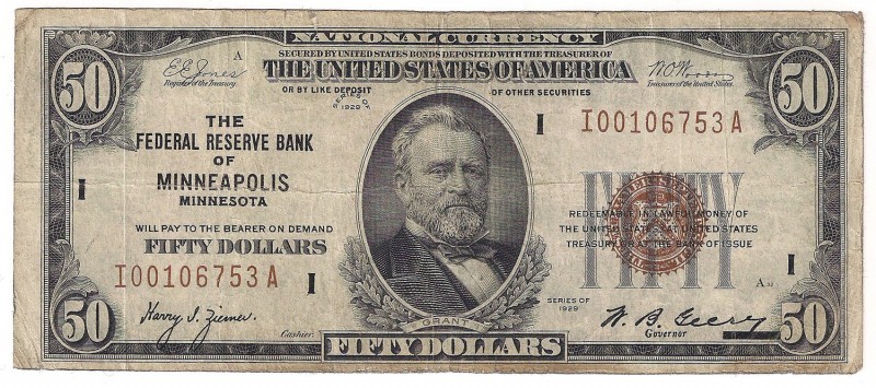 USA, 50 dollars 1929 Minneapolis
USA, 50 dolarów 1929 Minneapolis
 Obiegowy, j...