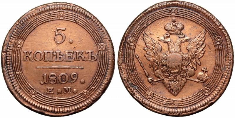 Russia, Alexander I, 5 kopecks 1809
Rosja, Aleksander I, 5 kopiejek 1809
 Bard...