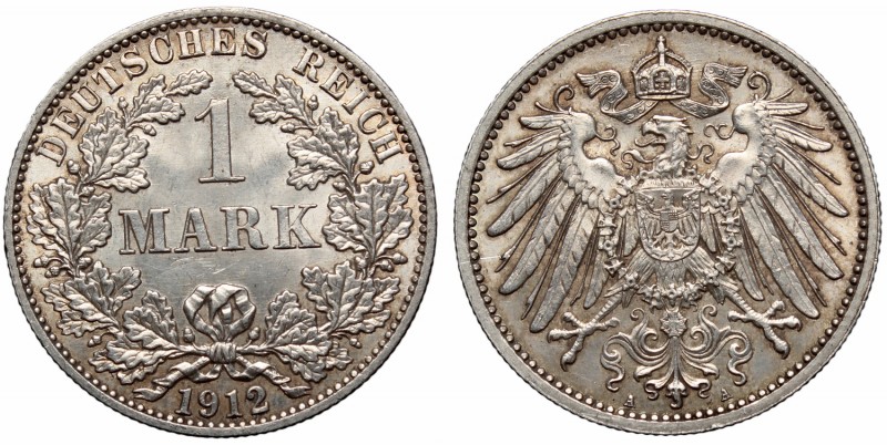 Germany, 1 mark 1912 A
Niemcy, 1 marka 1912 A
 Piękny egzemplarz. Patyna, nalo...