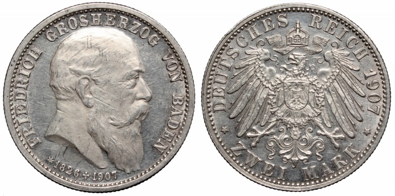 Germany, Baden, 2 mark 1907 Proof like
Niemcy, Badenia, 2 marki 1907 - Proof li...