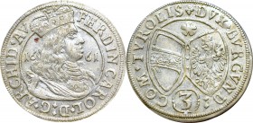 Austria, Ferdinand Carol, 3 kreuzer 1661