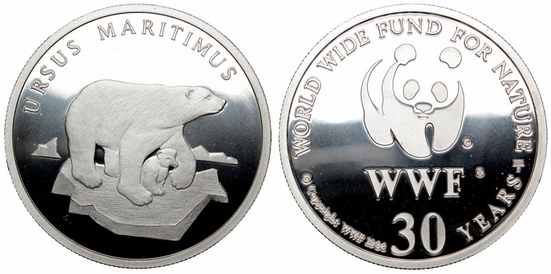 30 yaers of WWF silver
30 lat WWF srebro
 Średnica 38.5 mm , waga 20 g , srebr...