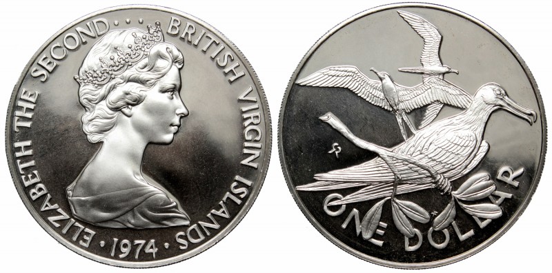 British Virgin Islands, 1 dollar 1974, silver
BVI, 1 dolar 1974, srebro
 Srebr...