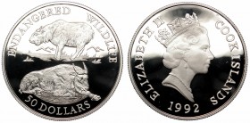 Cook Islands, 50 dollars 1992 Bizon, srebro