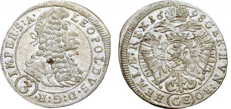 Bohemia under Habsburgs, Leopold, 3 kreuzer 1698, Prague
Czechy pod panowaniem ...