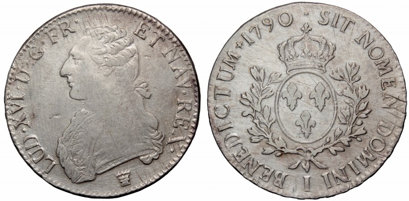 France, Ludovic XVI, Ecu 1790
Francja, Ludwik XVI, Ecu 1790
 Moneta ze śladami...
