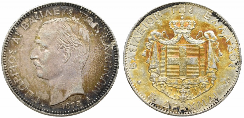 Greece, 5 drachmai 1875 A
Grecja, 5 drachm 1875 A
 Rzadka, szczególnie w tak d...