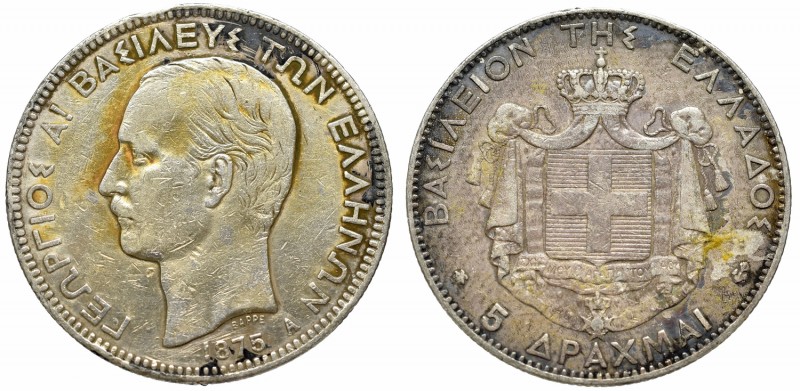 Greece, 5 drachmai 1875 A
Grecja, 5 drachm 1875 A
 Rzadka pozycja w miłej dla ...
