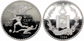 Mongolia, 250 tugrig 1994 Football, silver