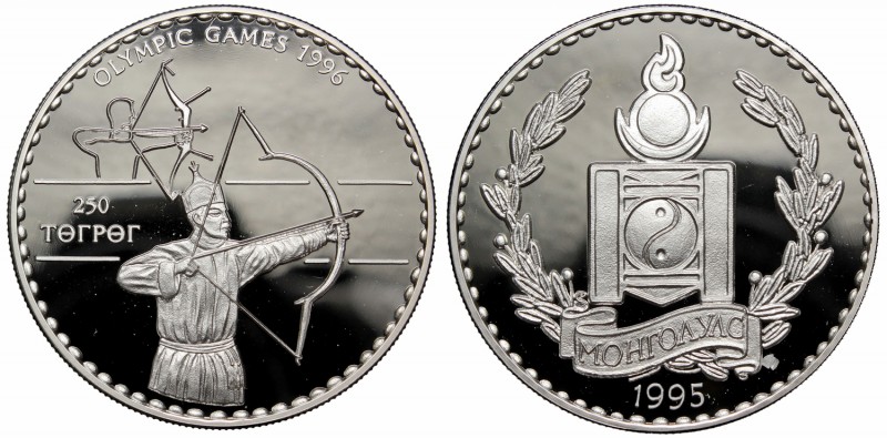 Mongolia, 250 tugrig 1995 Olympic games Bow, silver
Mongolia, 250 tugrigów 1995...