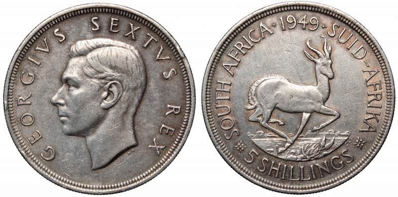 South Africa, 5 shillings 1949
RPA, 5 szylingów 1949
 Obiegowy egzemplarz.&nbs...