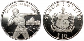 Samoa, 10 dollars 1991 Olympic games, silver