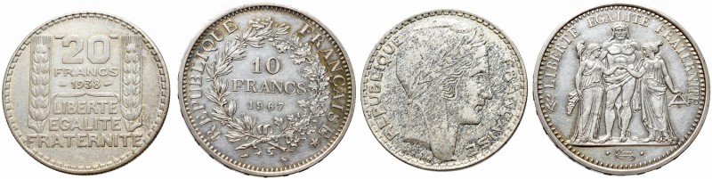 France, lot 10-20 francs 1938-1967
Francja, zestaw 10 franków 1967 i 20 franków...