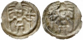Kujawy(?), Brakteat II połowa XIII wieku, Rycerz z krzyżem i proporcem