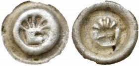 Wielkopolska lub Śląsk, Henryk III(?), Brakteat Hełm garnkowy z piórami