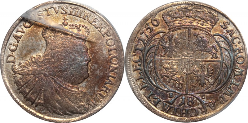 August III Sas, Ort 1756, Lipski - NGC AU Details
 Atrakcyjny egzemplarz w ciek...