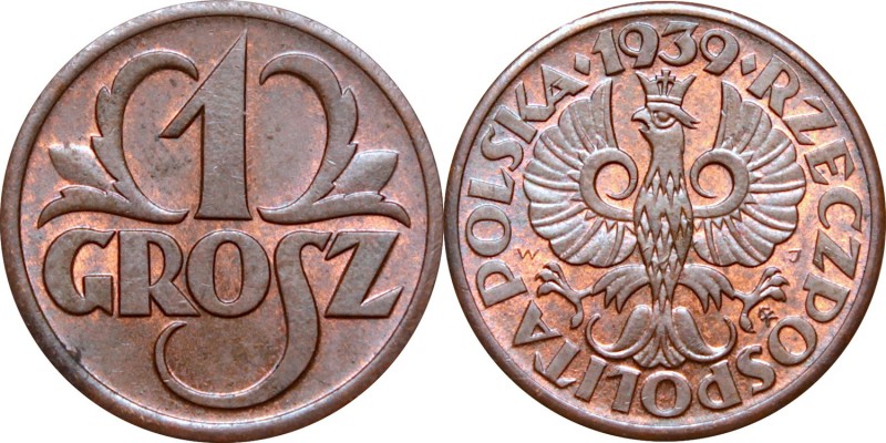 II Rzeczpospolita, 1 grosz 1939
 Menniczy egzemplarz.


Grade: UNC