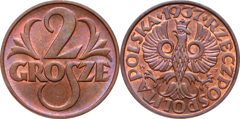 II Rzeczpospolita, 2 grosze 1937
 Menniczy egzemplarz.


Grade: UNC