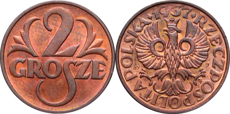 II Rzeczpospolita, 2 grosze 1937
 Menniczy egzemplarz.


Grade: UNC