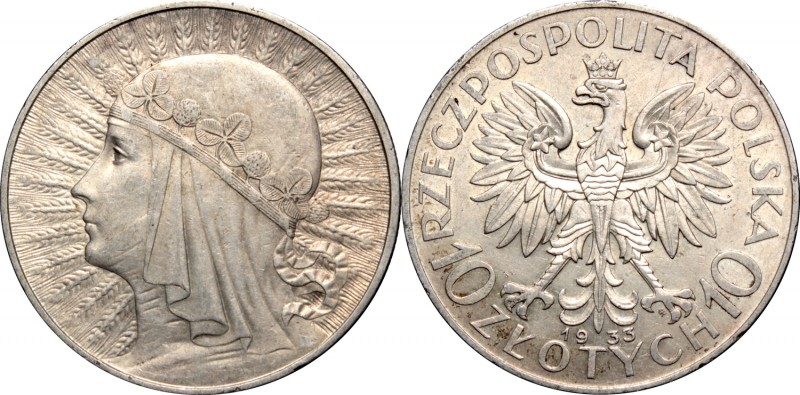 II Rzeczpospolita, 10 złotych 1933 Głowa kobiety
 Miły dla oka egzemplarz. 

...