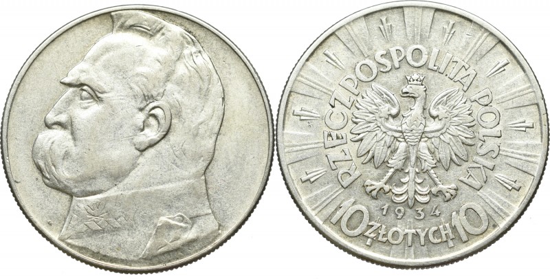 II Rzeczpospolita, 10 złotych 1934 Piłsudski
 Poprawny egzemplarz w miłej dla o...