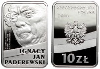 III RP, 10 złotych 2018 Stulecie odzyskania przez Polskę niepodległości Ignacy Jan Paderewski