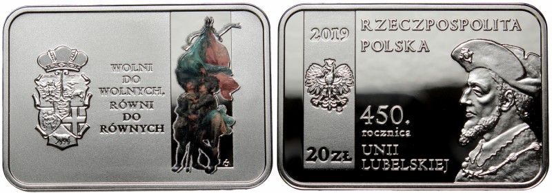 III RP, 20 złotych 2019 450. rocznica Unii Lubelskiej
 Nakład do 15.000 szt. Me...