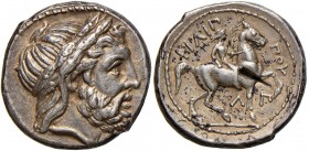 MACEDONIA Filippo II (359-336 a.C.) Tetradramma - Testa laureata di Zeus a d. - R/ Cavaliere a d. - S.Cop. 564 AG (g 14,36) Tacca di verifica al R/
B...