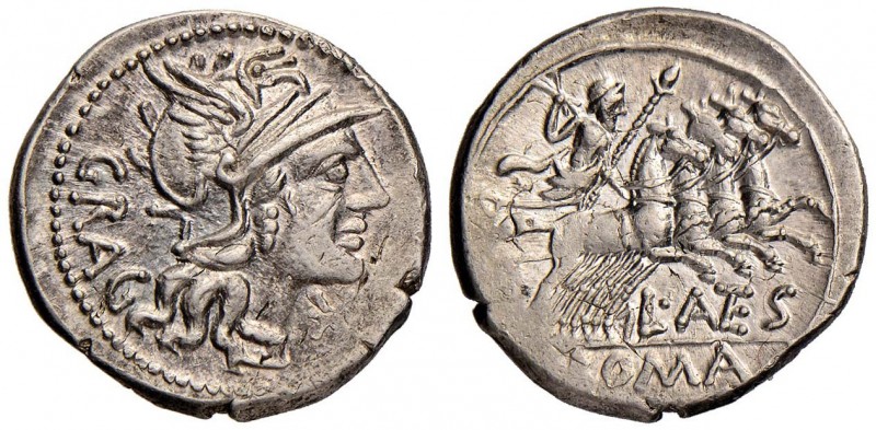 Antestia - L. Antestius Gragulus - Denario (136 a.C.) Testa di Roma a d. - R/ Gi...