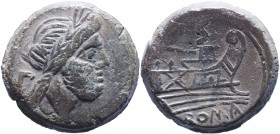Pinaria (155 a.C.) Quadrante - Testa di Ercole a d. - R/ Prua a d. - Cr. 200/5 AE (g 4,72)
BB
