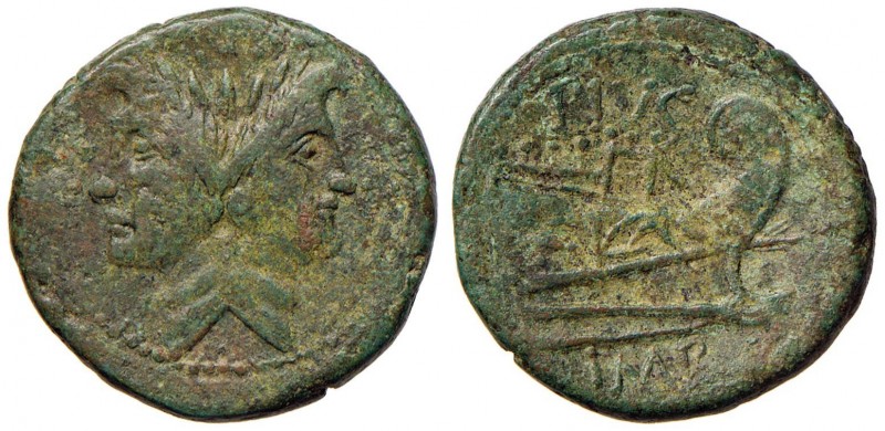 Sesto Pompeo - Asse (43-36 a.C.) Testa di Giano - R/ Prua a d. -Cr. 479/1 AE (g ...