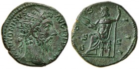 Marco Aurelio (160-180) Dupondio - Testa radiata a d. - R/ COS III, Giove seduto a s. - RIC 990 AE (g 12,17) Bell’esemplare 
BB+/SPL