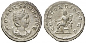 Otacilia Severa (moglie di Filippo I) Antoniniano - Busto a d. - R/ CONCORDIA AVGG, la Concordia seduta a s. - RIC 125 AG (g 4,24)
SPL+