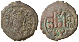 BISANZIO Maurizio Tiberio (582-602) Follis (Cyzicus) Busto di fronte - R/ Lettera M - Sear 518 AE (g 11,56)
BB